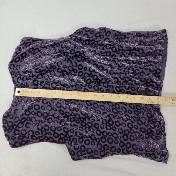 Banana Republic Women's Sleeveless Shirt top Purple Velvet Circle Print Size 12 - Picture 5 of 6